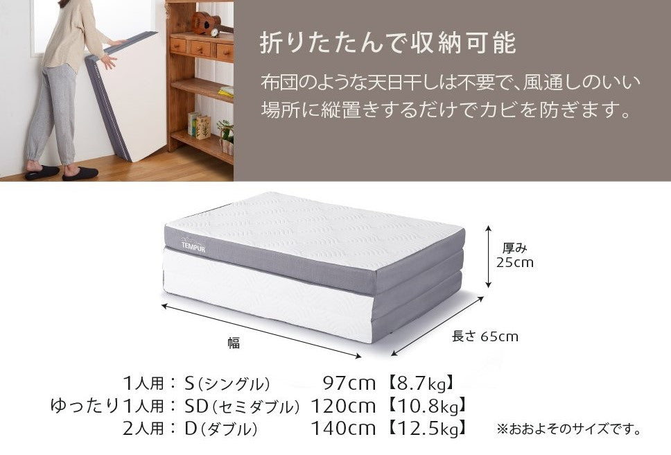 テンピュール ワン リュクス フトン 折りたたみマットレス 三つ折り｜TEMPUR ONE Luxe Futon