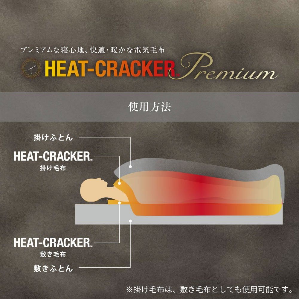 HEAT CRACKER PREMIUM（ヒートクラッカー プレミアム）　洗える電気毛布（掛け敷き兼用毛布）