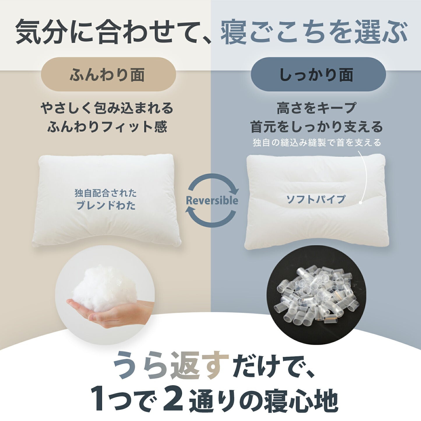 二層式 マイクロファイバーわた＆パイプ枕