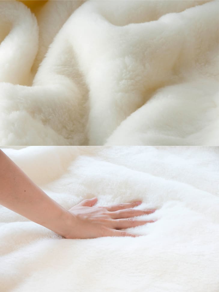 敷き毛布 シングルサイズ ふわふわメリノウール敷毛布 100×205 cm 毛足が長く、まるで羊を抱いているようなふわふわ感触のあったか毛布