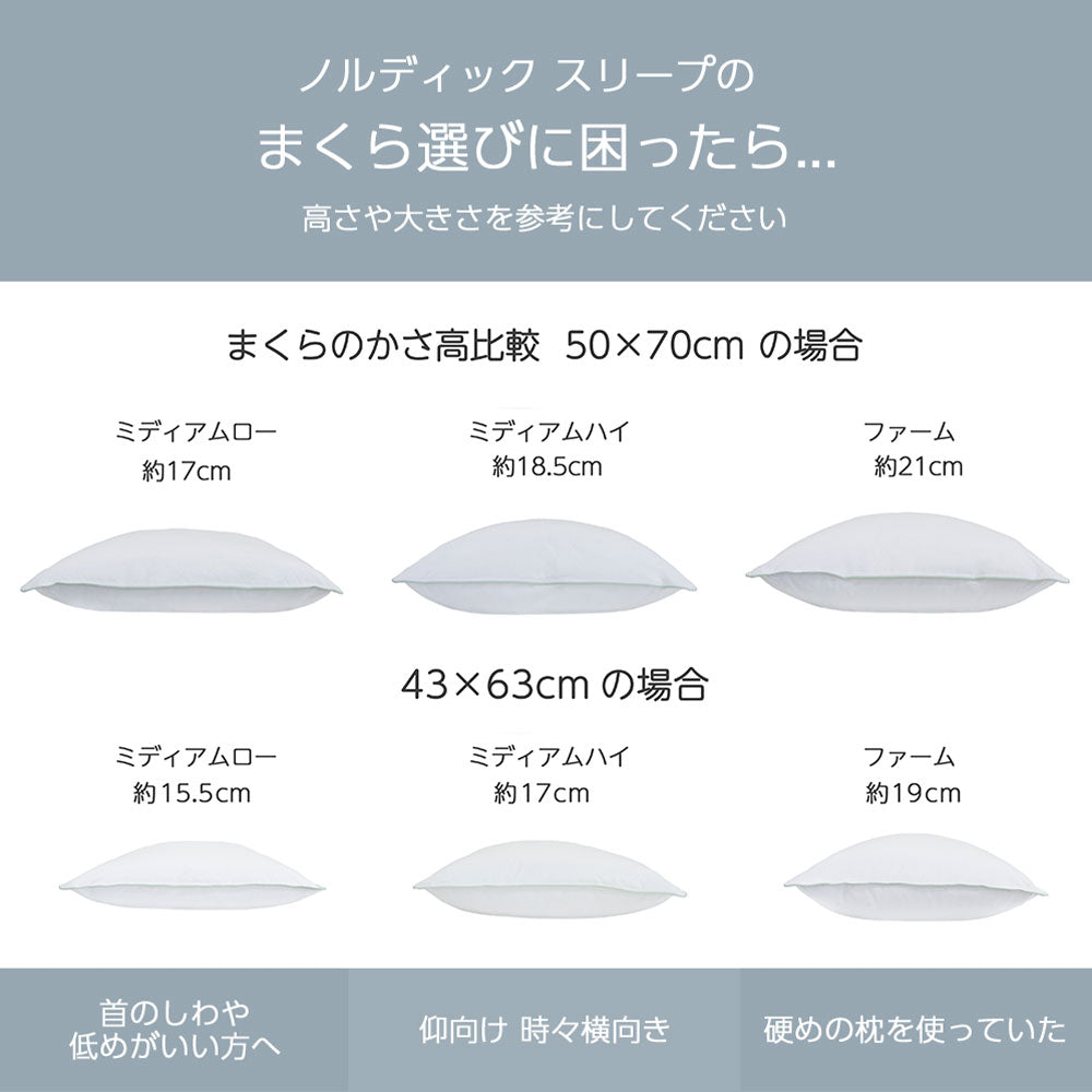 NORDIC SLEEP ピロー 43x63cm ミディアムハイ NORDIC SLEEP ピロー 43x63cm ミディアムハイ ノルディックスリープ